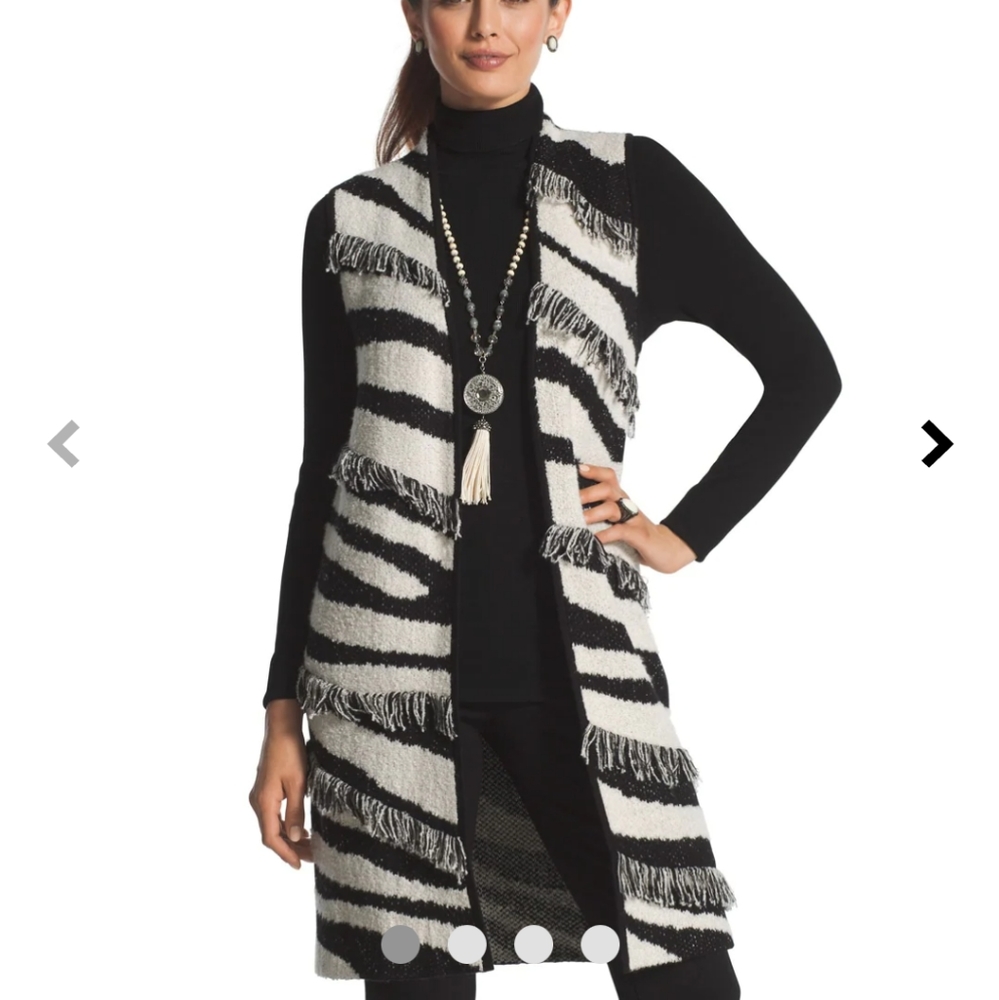 Chicos zebra tassel vest 1